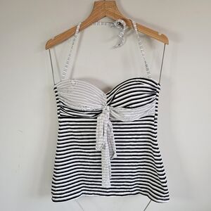 Skye Swimwear Striped Tankini Black and White Size Small